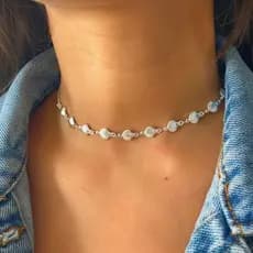 Choker Colar Concha Banhada a Prata Feminina Colar Praia Moda