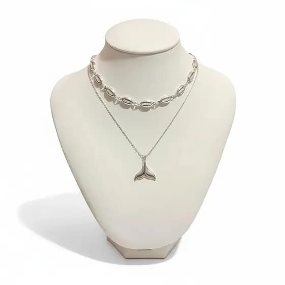 Colar e choker Sereia  Buzios Banhado a Prata Feminina Colar Praia Moda Gargantilha Cauda Cordão