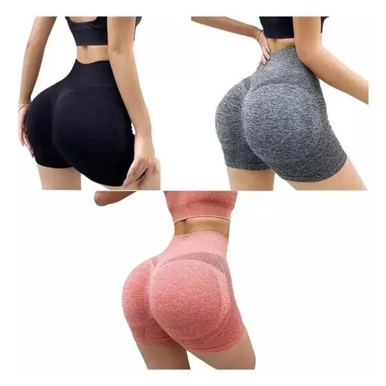 Kit 3/4  Short Empina Bumbum Academia Yoga fitness feminino sem costura musculação