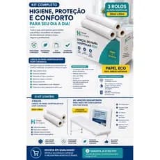 Kit Lençol hospitalar para maca 3 Rolo de papel descartável e 20 Lençol com elástico TNT