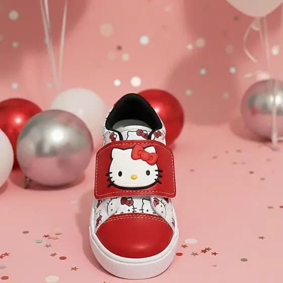 Tênis Feminino Infantil Menina Hello Gatinha Fashion Calce Fácil Antiderrapante
