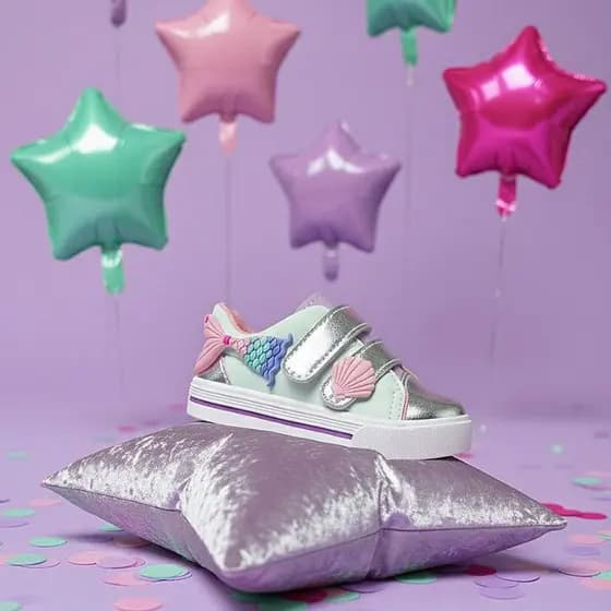 Tênis Botinha Infantil Menina Sereia Fundo do Mar Candy Color Calce Fácil Antiderrapante Confortável