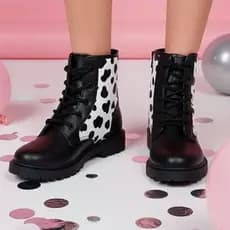 Coturno Infantil Menina Estampa de Vaca Pret Vaquinha Fashion Confortável Antiderrapante Elegante