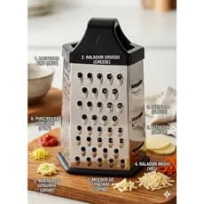 Ralador De Legumes Queijo Inox 6 Faces Multiuso Cortador Fatiador Profissional De Cozinha
