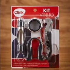 ​Kit Vinho Acessórios 5 Peças Inox Saca Rolhas Presente Luxo
