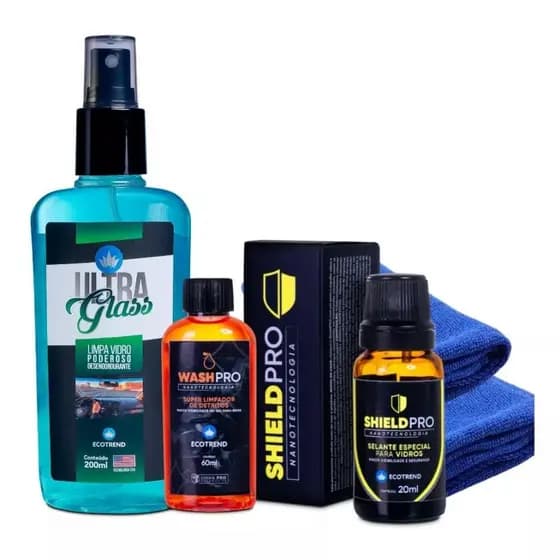 Kit Shieldpro Selante Para Vidros + Ultra Glass + Washpro ECOTREND SOUTH AMERICA