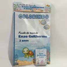 Lembrancinha Festa Infantil – Kit Livro de Colorir com Giz | Personalizado com Nome |