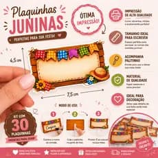 Kit 15 Placas Identificação Comidas Juninas – Decoração Completa Mesa Arraiá