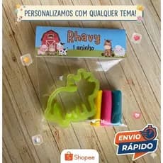 KIT  MINI 50 und Massinha Personalizada +  Moldes - Lembrancinha Festa Infantil/Aniversário (fazendinha)