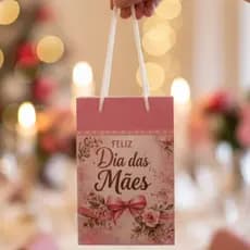 ENVIO RÁPIDO | Sacola Dia das Mães Floral Rosa Luxo com Alça – Presente Pronto | Pegue e Monte