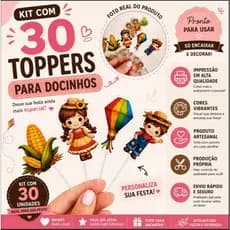 Kit 30 Toppers para Docinhos Festa Junina | Decoração Junina para Doces | Enfeites São João