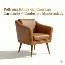 Poltrona Decorativa Kallos Corino Caramelo Moderna Sala Luxo
