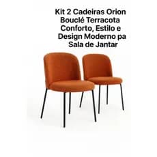 Kit 2 Cadeiras Orion Bouclé Terracota – Design Moderno, Conforto e Estilo para Sala de Jantar 🧡