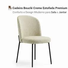 🪑✨ Cadeira Bouclé Creme Estofada Premium – Conforto, Elegância e Design Moderno
