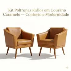 Kit 2 Poltronas Kallos Corano Caramelo Decorativa Moderna Sala