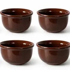 Kit com 4 Cumbucas de 470ml em Porcelana Marrom