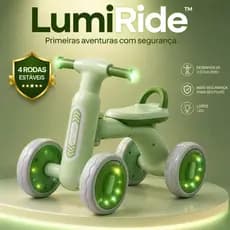 Bike Infantil 4 Rodas Com Luz LED Bicicleta Equilíbrio Infantil Desenvolvimento Motor Crianças
