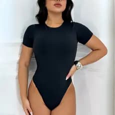Body Feminino Gola Careca Manga Curta Suplex Premium Básico Gola Redonda Verão bori bodi