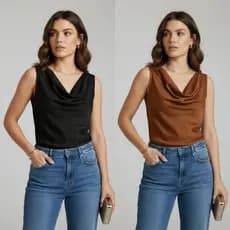 KIT 2 Blusas Feminina Gola Boba em Suplex Premium Verão Tendência Elegante
