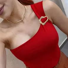 Blusa Feminina Mula Manca com Fivela Dourada Orgânica Suplex Premium Verão Tendência Elegante