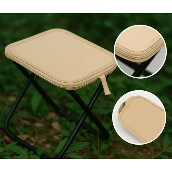 Banquinho Dobrável Portátil de Bolso – Leve, Resistente, Ideal para Camping, Pesca e Praia