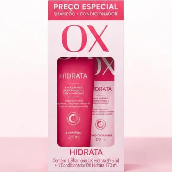 Kit OX Hidrata Shampoo 375ml + Condicionador 170ml | Nutrição e Maciez