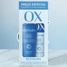Kit OX Restaura Shampoo 375ml + Condicionador 170ml | Reconstrução e Força