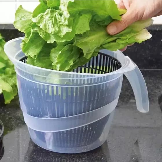 Secador de Salada Com Tampa Giratória Centrifuga de Saladas