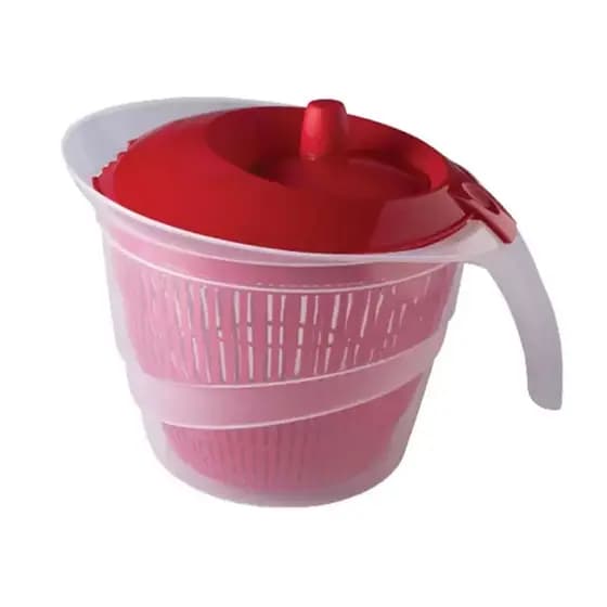 Secador de Salada Com Tampa Giratória Vermelha Centrifuga de Saladas