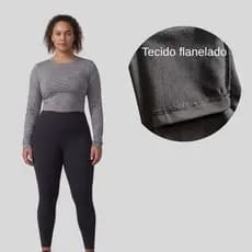 Calça Legging Plus Size Feminina Flanelada Peluciada Térmica Outono Inverno