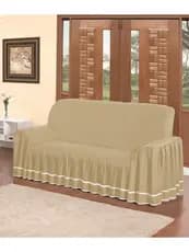 Capa De Sofa 3 Lugares Moderna Oferta Dália Peletizada Avelã
