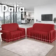 Kit Capa de Sofá 2 e 3 Lugares Dalía Elasticada Protetora Decorativa Luxo