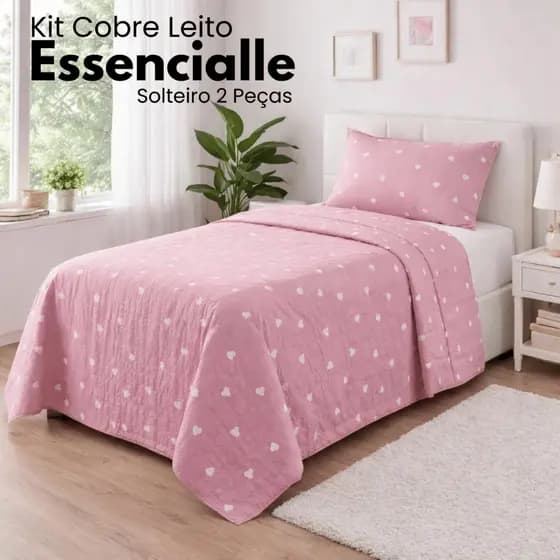 Kit Cobre Leito Cama Solteiro 2 Peças Essencialle Acochoado Estampado Algodão 160 Fios