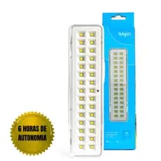 Luminária de Emergência Elgin 30 LEDs Recarregável Bivolt 6h Autonomia