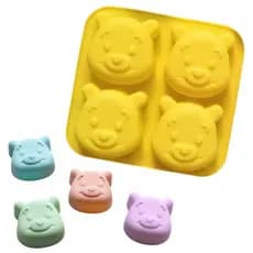 Molde de Silicone Urso 4 Cavidades Doce Chocolate Bolinho Forma Sabonete Resina Ursinho DIY