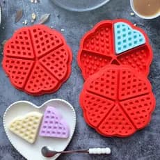 Forma de Silicone Waffle Chocolate Ovo Air Fryer Molde 5 Cavidades Coração Doces