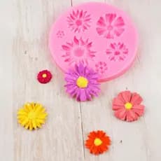 Molde De Silicone Mini Flores Margaridas Para Biscuit Pasta Americana Confeitaria