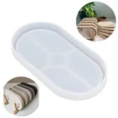 Molde de Silicone Bandeja Oval para Resina Gesso Cimento Decoração Forma Silicone Grande Médio
