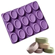 Molde de Silicone Sabonete Artesanal 50g Forma Oval 15 cavidades Sabão Velas DIY