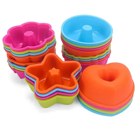 Forminha de Silicone Bolo Muffin Cupcake kit 6 12 forma de Pudim Estrela Rosquinha Donuts Colorida