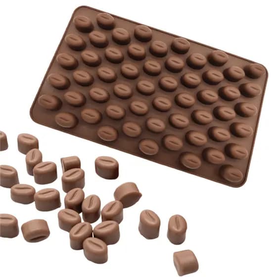 Molde de Silicone Grão de Café De Chocolate 55 Cavidades Forma Silicone Bala Doce