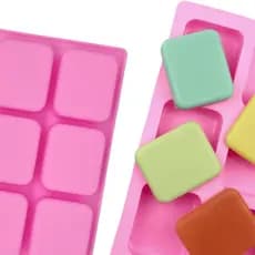 Molde de Silicone Sabonetes Artesanal 80g Canto Arrendondado Forma Retangular Lisa 6 Cavidades Vela
