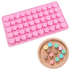 Molde de Silicone Mini Redondo Estrela Bala Fini Goma Doce Forma 50 Cavidades Gelatina