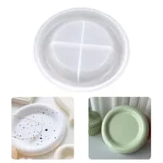 Molde de Silicone Bandeja Redonda para Resina Gesso Cimento Decoração Forma Redonda