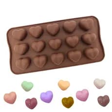 Molde de Silicone Corações Chocolate 15 Cavidades Forma Corações Silicone Bala Doce