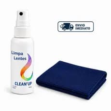 Limpa Lentes Spray 25ml + Flanela Magica Remove Marcas de Dedo e Oleosidade Com 1, 3 ou 5 Unidades Multiuso Limpa facil