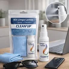 Limpa Lentes Spray 25ml + Flanela Magica Para Óculos, Celular, Notebook  Remove Oleosidade e Não Agride Multiuso