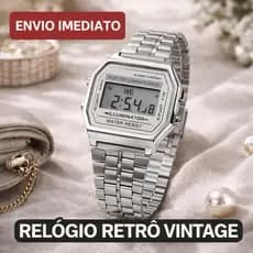 Relógio Feminino Masculino Unissex Digital Retrô Vintage Prata Médio e Mini Estilo Clássico Ajustável