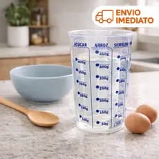 Copo Plástico Medidor 570 ml com Tabela de Medidas para Cozinha arroz farinha açucar