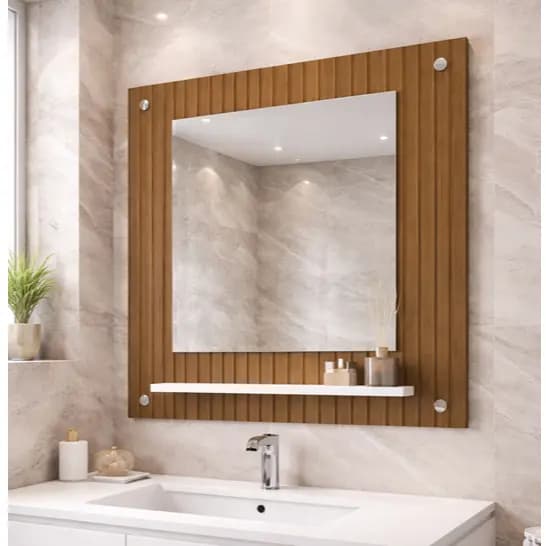 Queima de Estoque Espelho de Banheiro de Luxo com Prateleira Clin Cores - Comprar Moveis em Casa